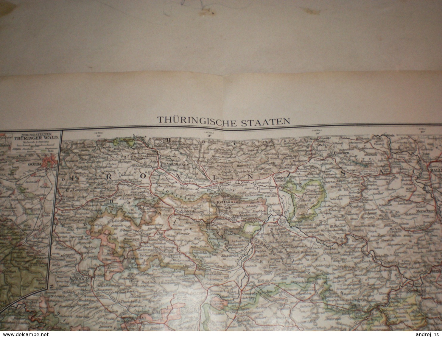 Thuringische Staaten Volks Und Familien Atlas A Shobel Leipzig 1901 Big Map - Cartes Géographiques