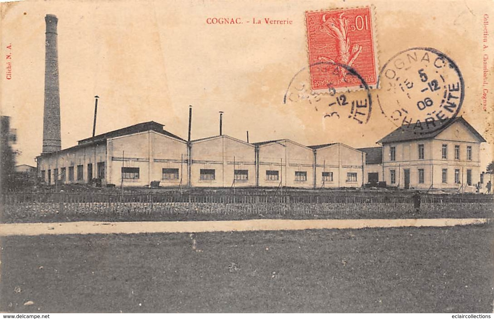 Thème.  Industrie.   Verrerie       Cognac  16 . La Verrerie     ( Décollée Voir Scan) - Industry