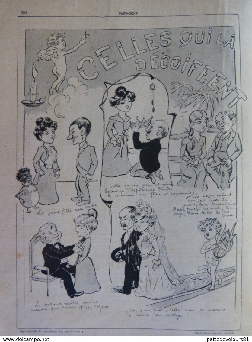 Revue "Sans-Gêne" 1902 Grivoise Femme Lady Glamour N° Spécial "Sainte Catherine" Cocu Cuckold Erotique Humour  (4 Scans) - 1900 - 1949