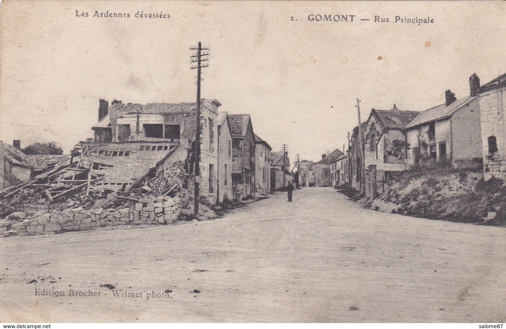 Cpa LES ARDENNES DEVASTEES 2 GOMONT RUE PRINCIPALE - Altri & Non Classificati