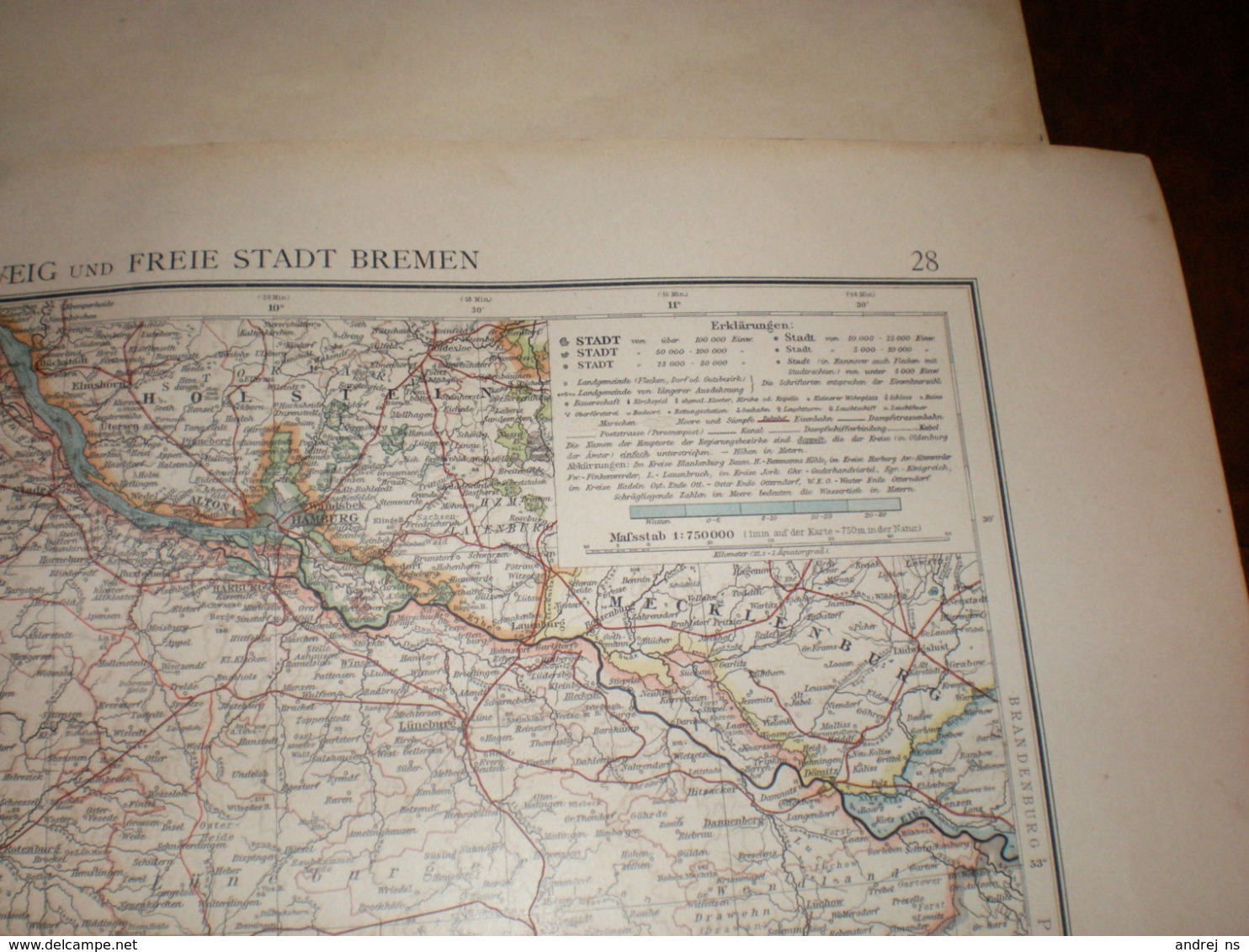 Hannover Oldenburg Braunschweig Und Freie Stadt Bremen Volks Und Familien Atlas A Shobel Leipzig 1901 Big Map - Mapas Geográficas