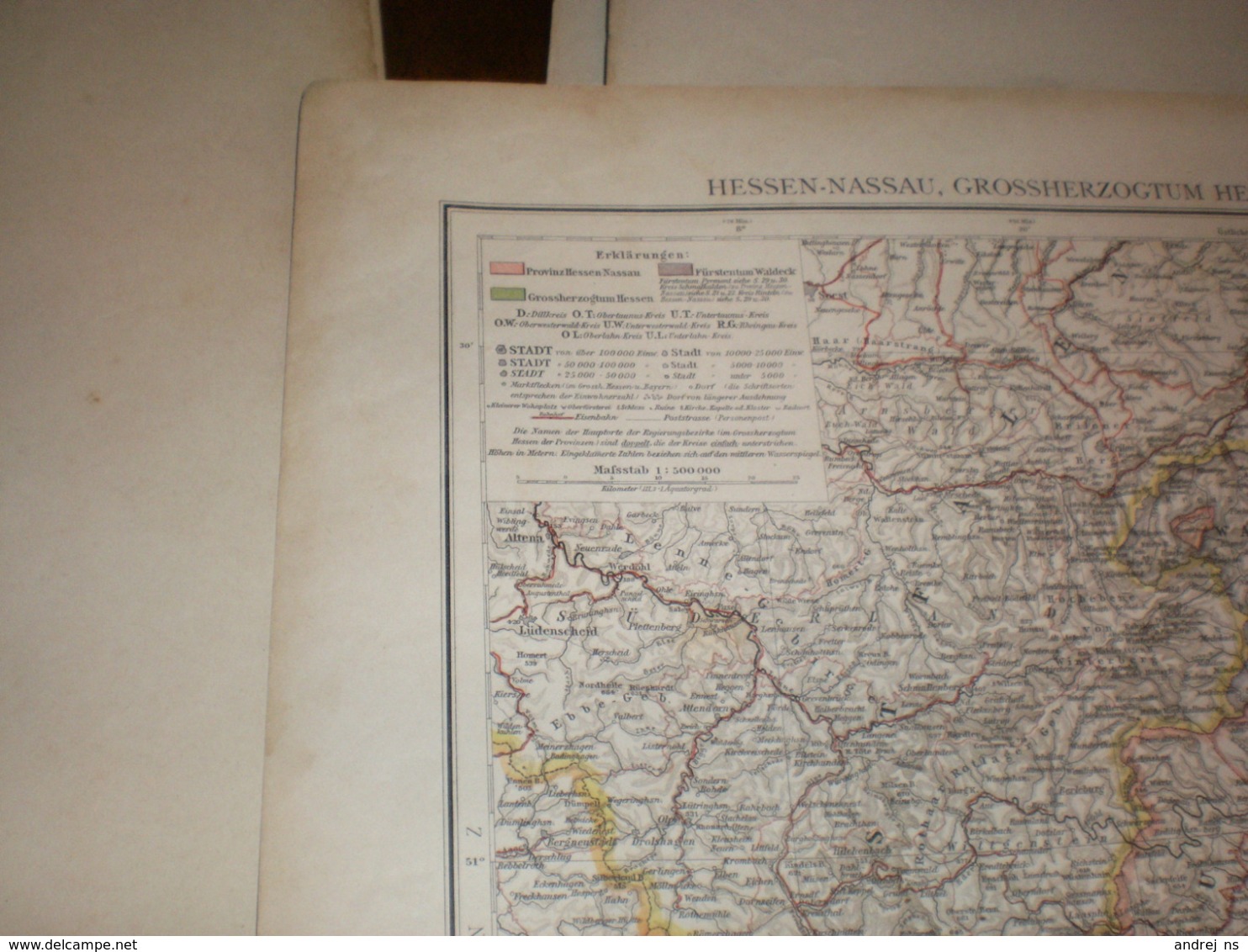 Hessen Nassau Grossherzogtum Hessen Und Furstentum Waldeck Volks Und Familien Atlas A Shobel Leipzig 1901 Big Map - Mapas Geográficas