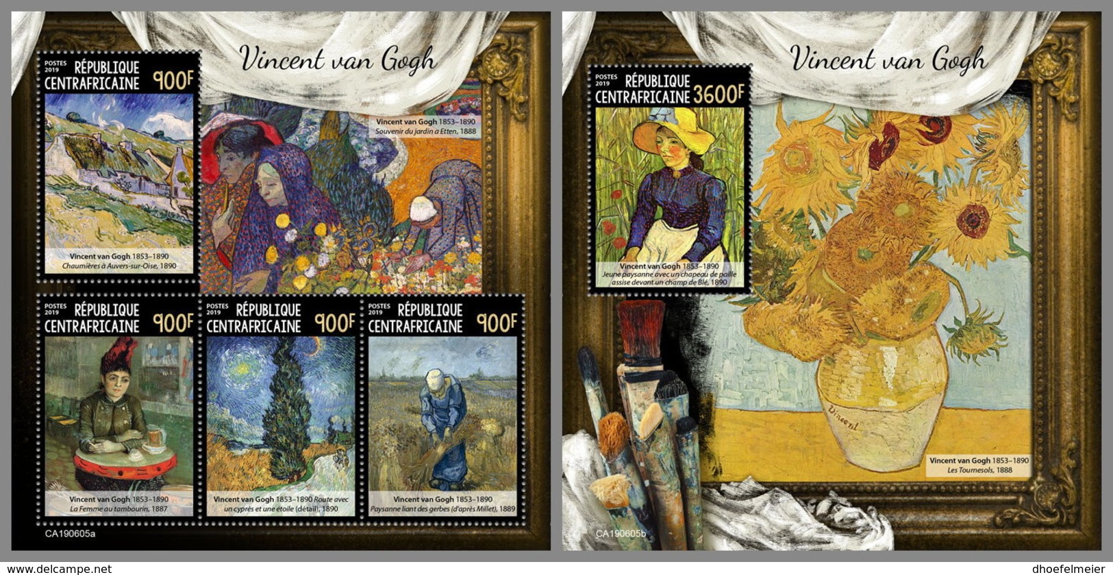 CENTRALAFRICA 2019 MNH Vincent Van Gogh Paintings Gemälde Peintures M/S+S/S - OFFICIAL ISSUE - DH1937 - Autres & Non Classés