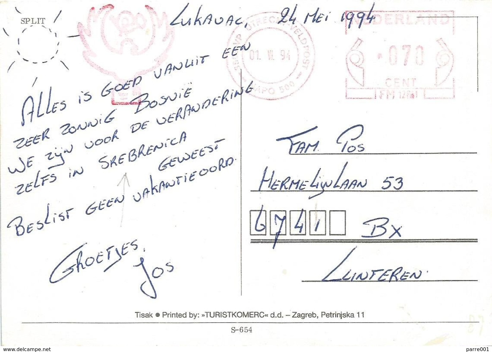 UNPROFOR 1994 Lukavac NAPO 500 Meter Netherlands Yugoslavia Bosnia Military Peacekeeping Viewcard - Militaria