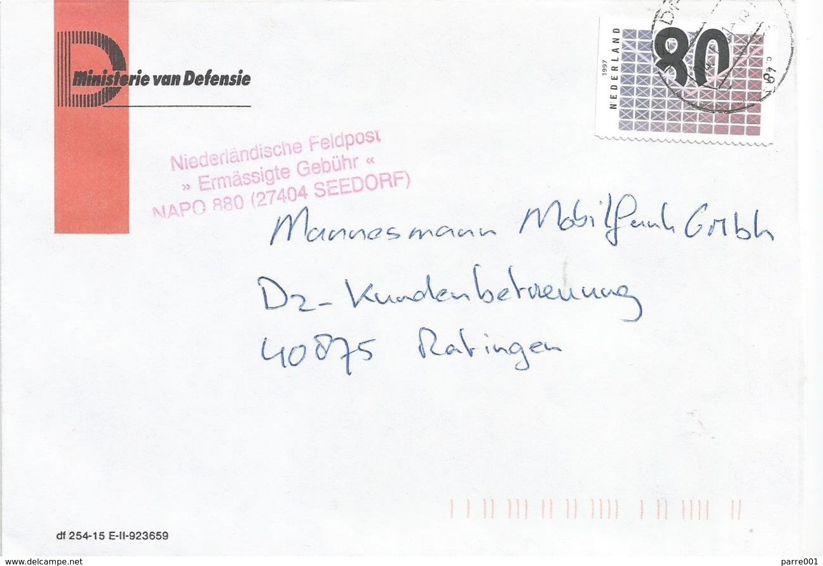 Deutschland Germany 2001 Seedorf Veldpost 81 NAPO 880 Cover - Militaria