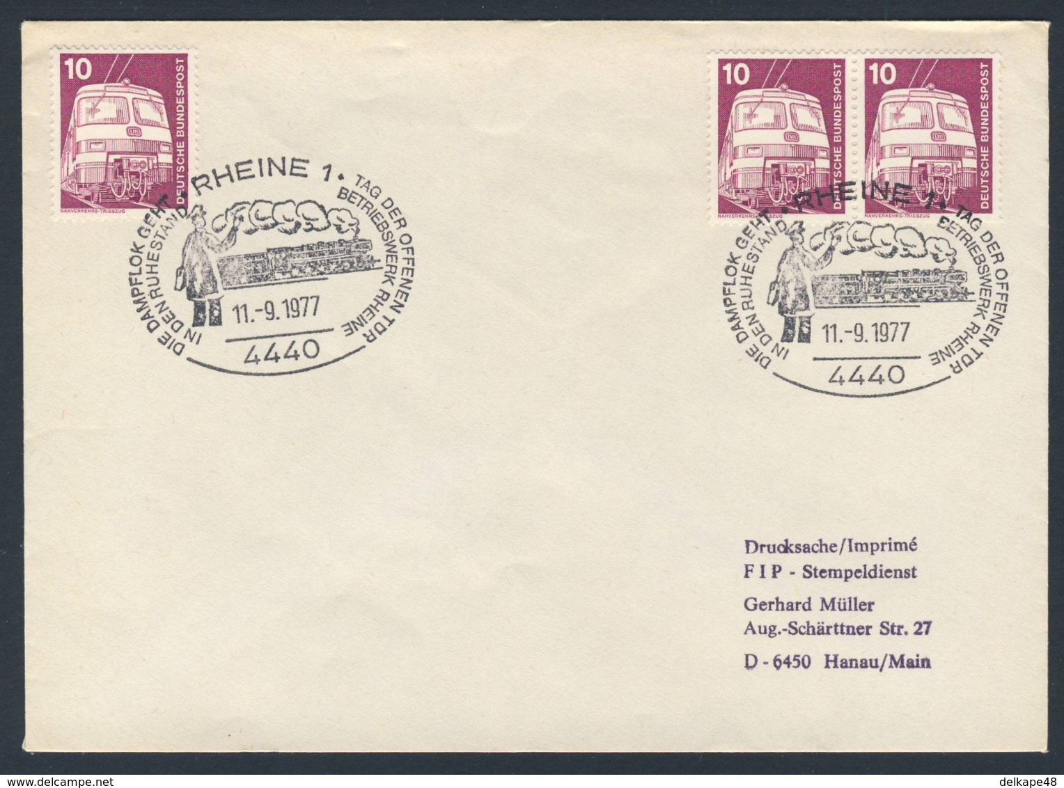 Deutschland Germany 1977 Brief Cover - Dampflok Geht In Ruhestand - Betriebswerk Rheine - Treinen