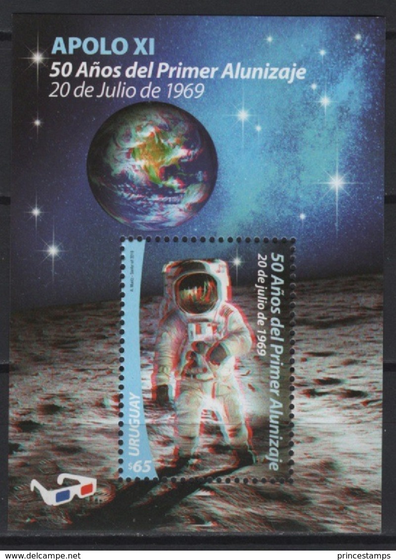 Uruguay (2019) - Block -  /  Espace - Space - Moon - Apollo - Astronaut - UNUSUAL 3D - Europa