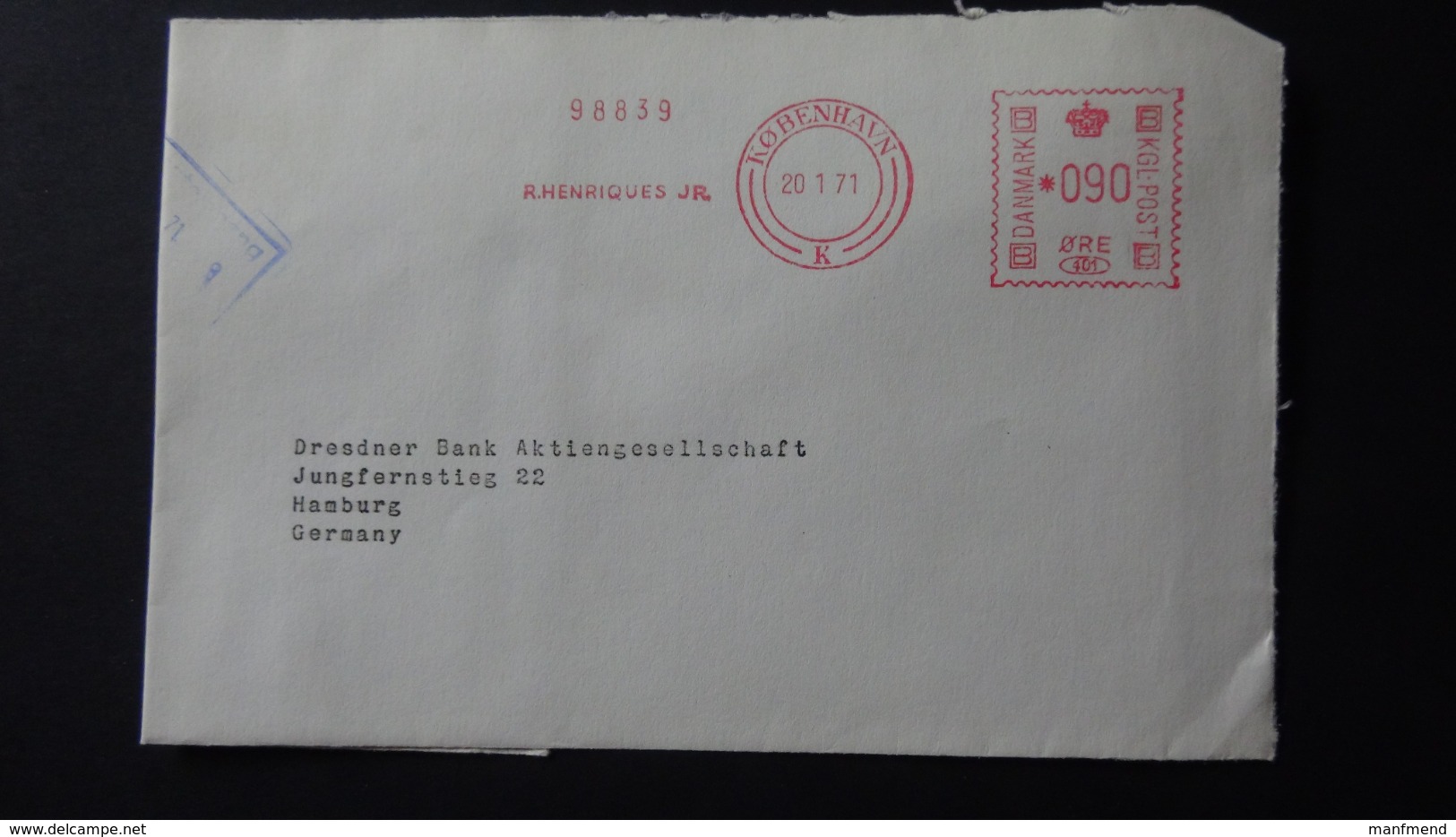 Denmark - 1971 - Freistempel - 090 Öre - 20 1 71 Kobenhavn - Look Scan - Franking Machines (EMA)