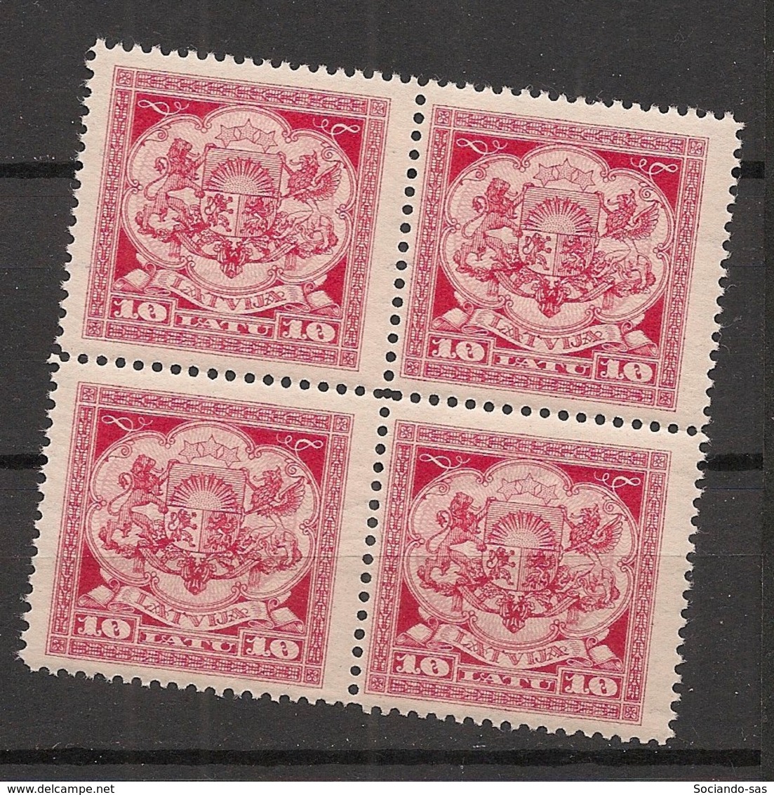 Latvija - 1923 - N°Yv. 112 - 10 Latu Rose  - Bloc De 4 - Neuf Luxe ** / MNH / Postfrisch - Latvia