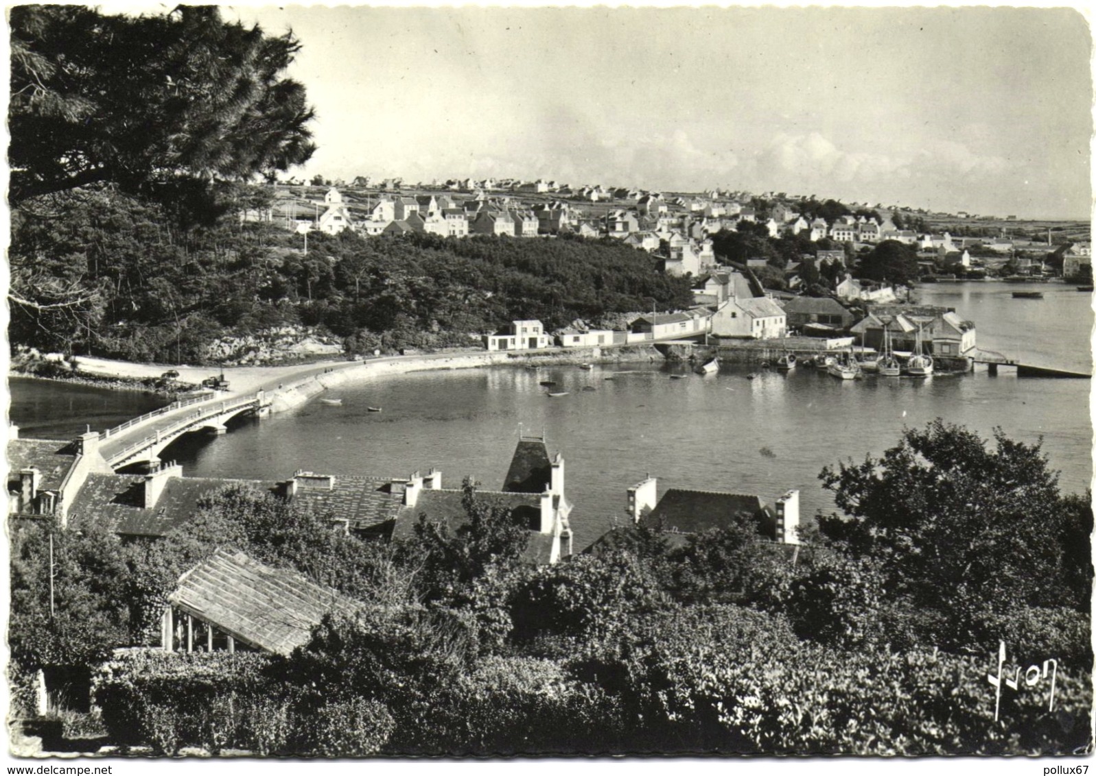 LOT 2 CPSM DE AUDIERNE  (FINISTERE)  LE PONT ET LE QUARTIER DE LOQUEREAU. VUE SUR LE PORT ET LA VILLE - Audierne