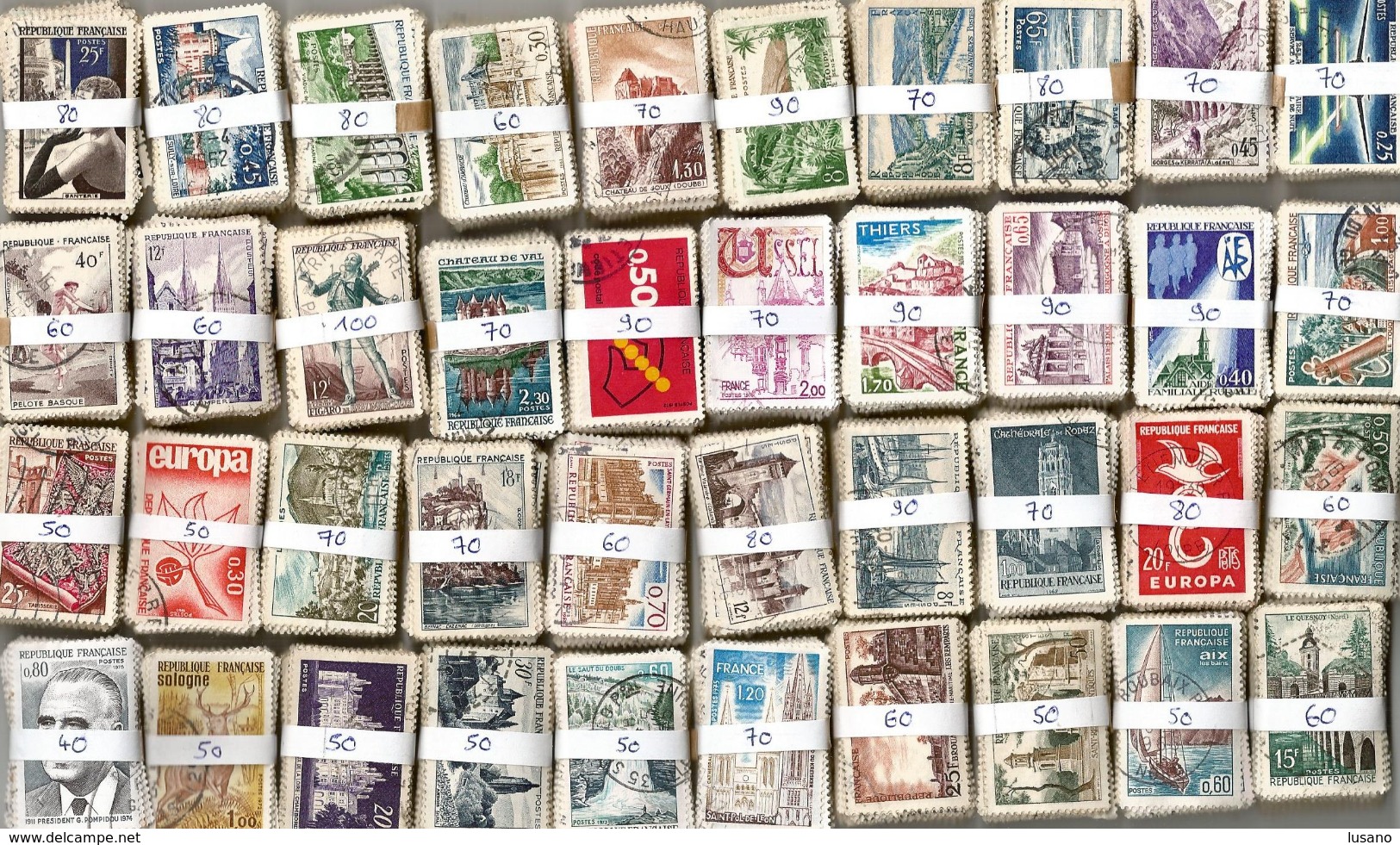 France - 2750 Timbres GF Oblitérés En Bottes Par Multiples De 10 - Vrac (min 1000 Timbres)