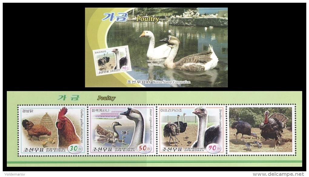 North Korea 2016 Mih. 6269/71 Fauna. Poultry (booklet) MNH ** - Korea (Nord-)