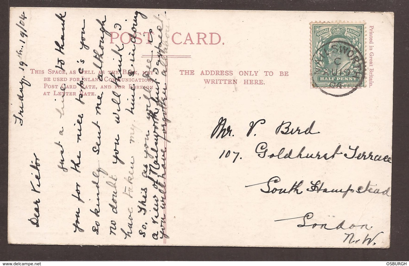 GREAT BRITAIN. POSTCARD. NAILSWORTH - HOLCOMBE CORNER. MRS PRATT - L. SMITH. USED. GLOSCESTERSHIRE. - Other & Unclassified