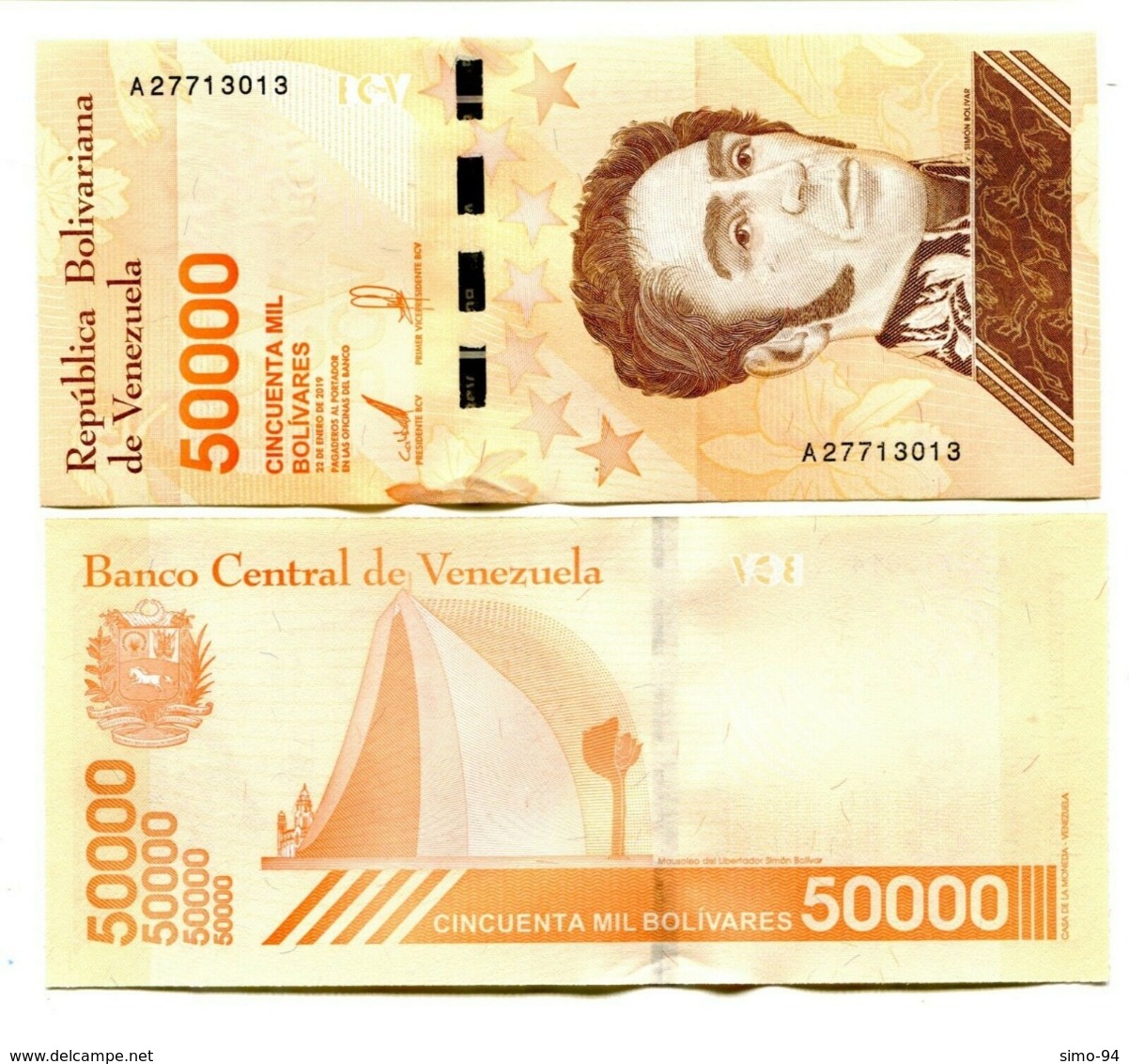 Venezuela P.new 50000 Bolivares 2019   Unc - Venezuela