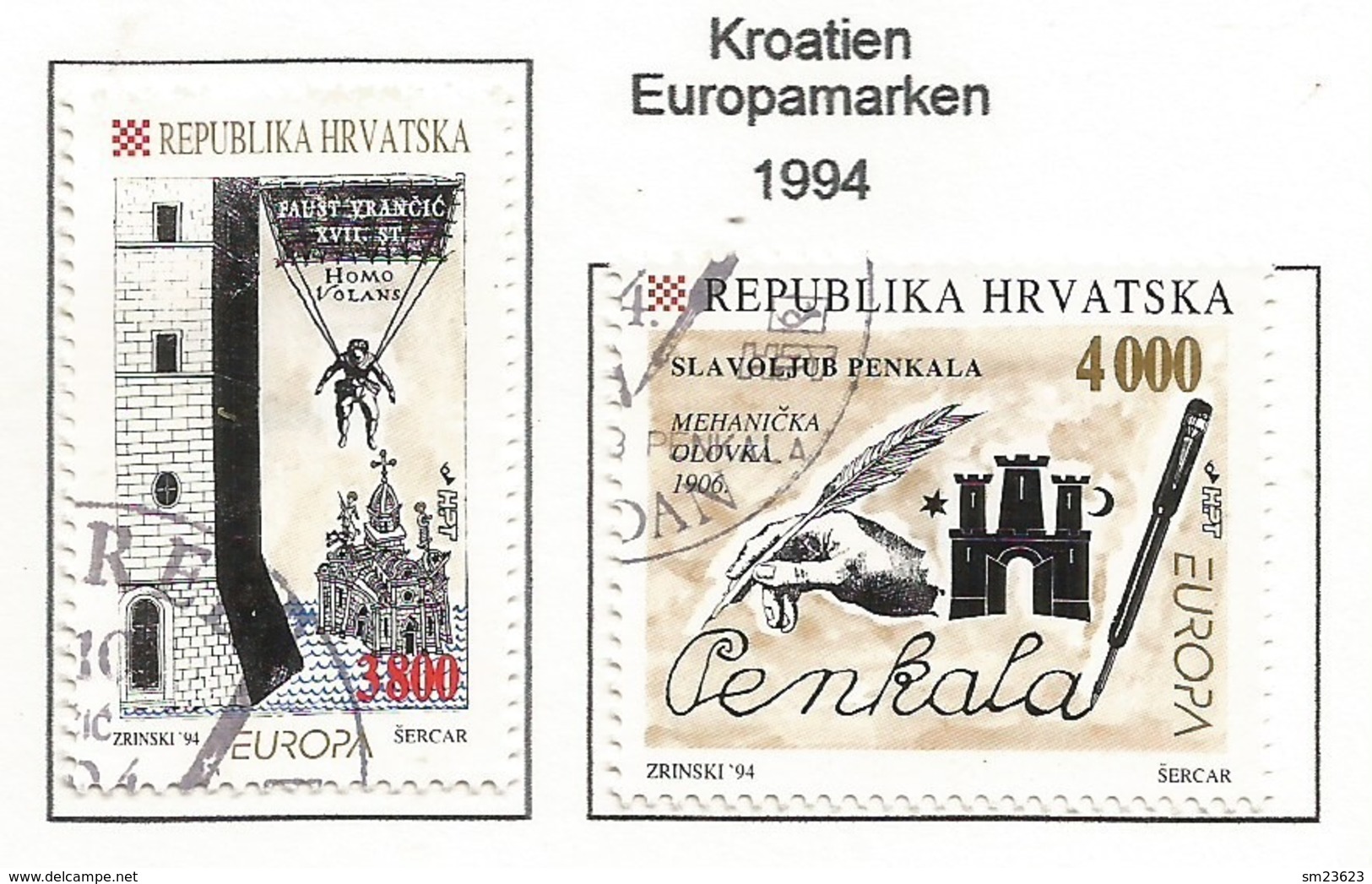 Kroatien / Hrvatska  1994  Mi.Nr. 276 / 275 , EUROPA CEPT - Entdeckungen Und Erfindungen - Gestempelt / Fine Used / (o) - 1994