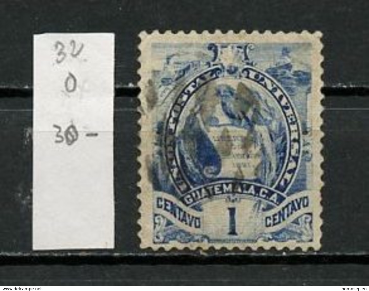 Guatemala 1886 Y&T N°32 - Michel N°31 (o) - 1c Armoirie - Guatemala