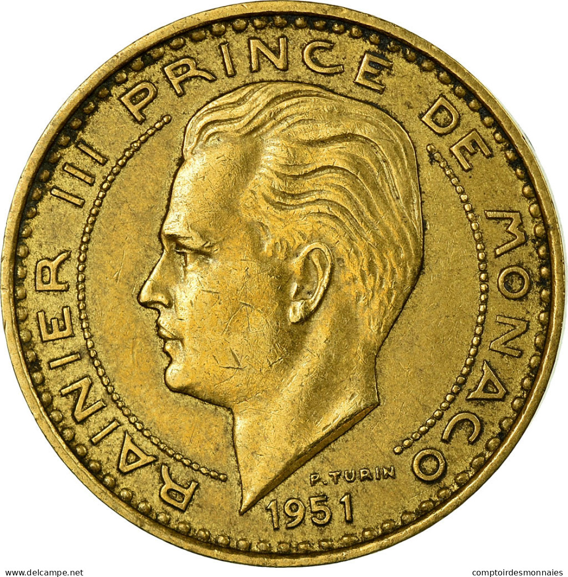 Monnaie, Monaco, Rainier III, 20 Francs, Vingt, 1951, TTB+, Aluminum-Bronze - 1949-1956 Anciens Francs