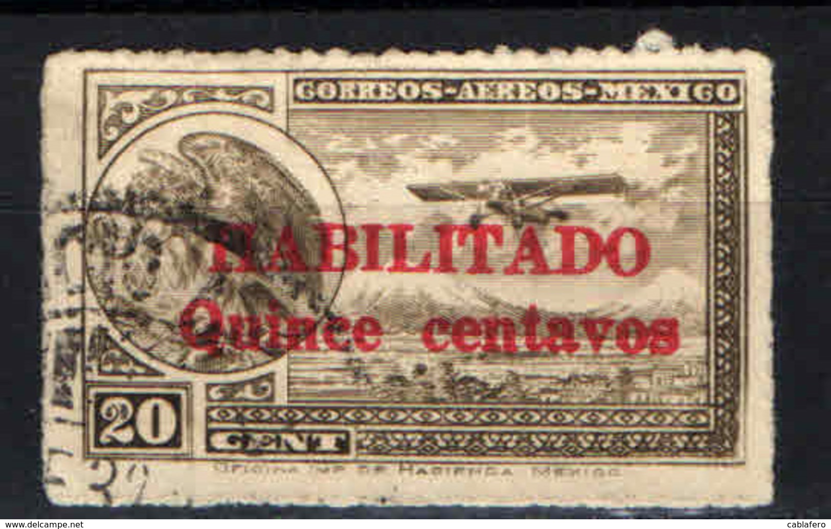 MESSICO - 1931 - Coat Of Arms And Airplane - Overprinted - USATO - Messico