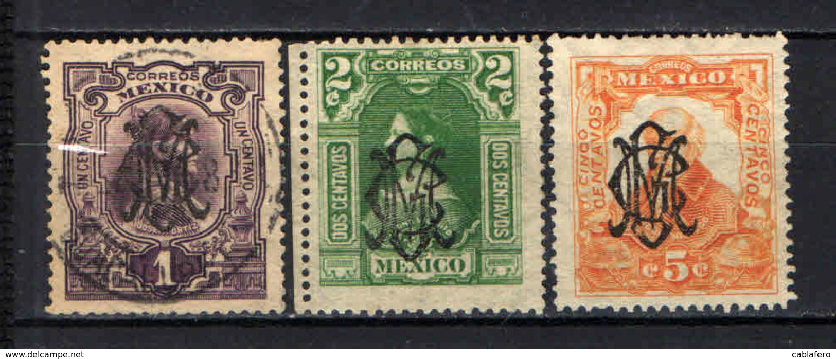 MESSICO - 1914 - Josefa Ortiz, Leona Vicario, Miguel Hidalgo Con Sovrastampa - Overprinted - USATI - Messico
