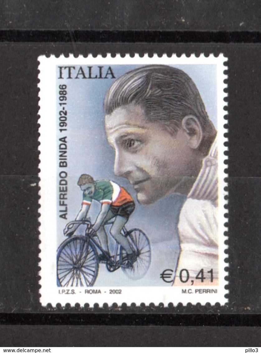 ITALIA  :  Ciclismo, ALFREDO  BINDA  - 1 Val.  Da 0,41 €.  MNH**  Del   14.06.2002 - Radsport