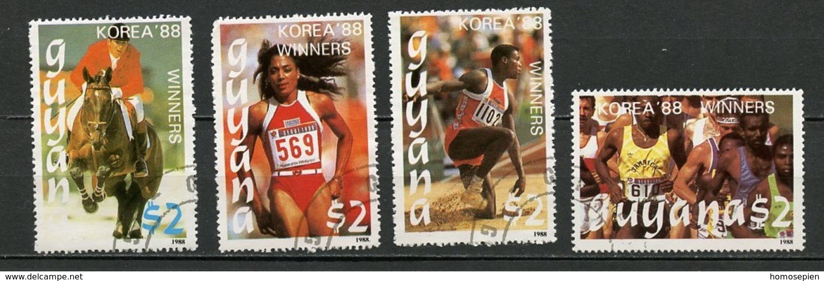 Guyane Britannique - Guyana - Guiana 1988 Y&T N°2050UB à 2050UE - Michel N°2492 à 2495 (o) - Jeux Olympiques D'été - Guyane (1966-...)