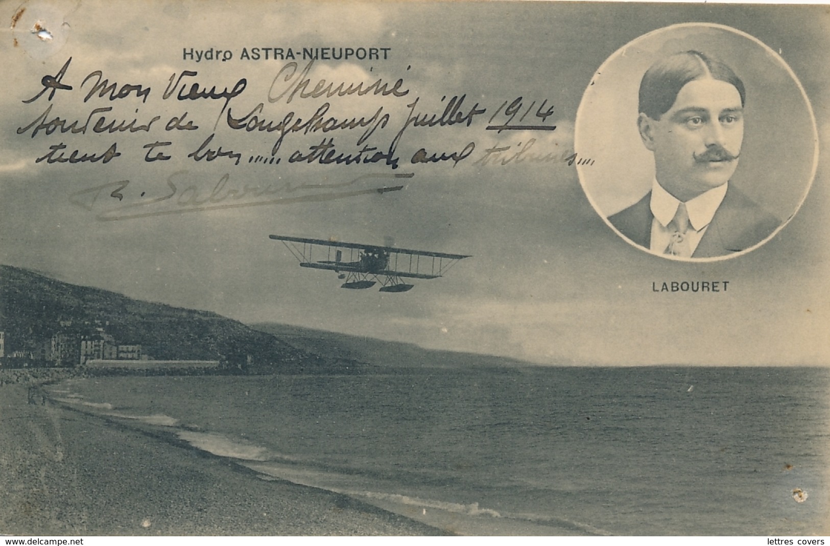 R. LABOURET - Texte Et Signature AUTOGRAPHE Sur CP " Hydro ASTRA - NIEUPORT " Pionnier Aviateur - Piloten