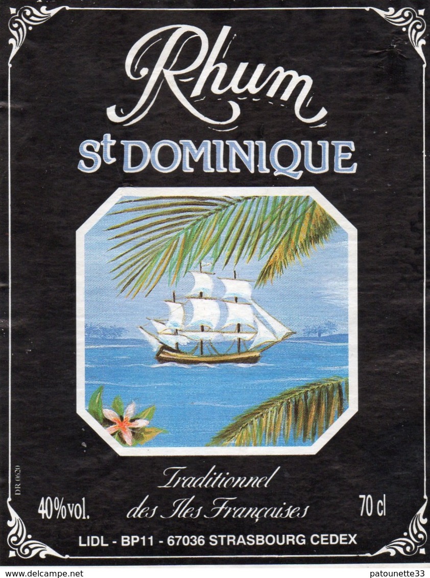 ETIQUETTE RHUM TRADITIONNEL ST DOMINIQUE DES ILES FRANCAISES 1L 40° - Rhum