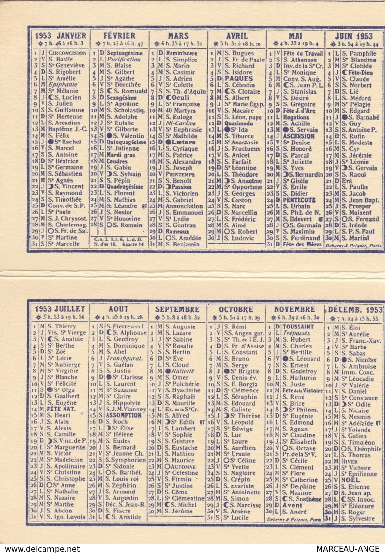 3 calendrier de 1953 petits formats