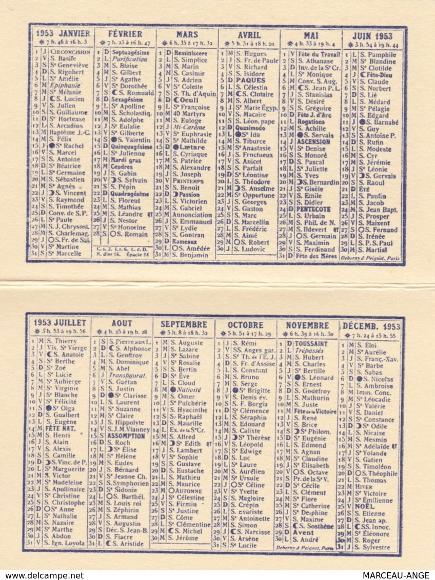 3 calendrier de 1953 petits formats