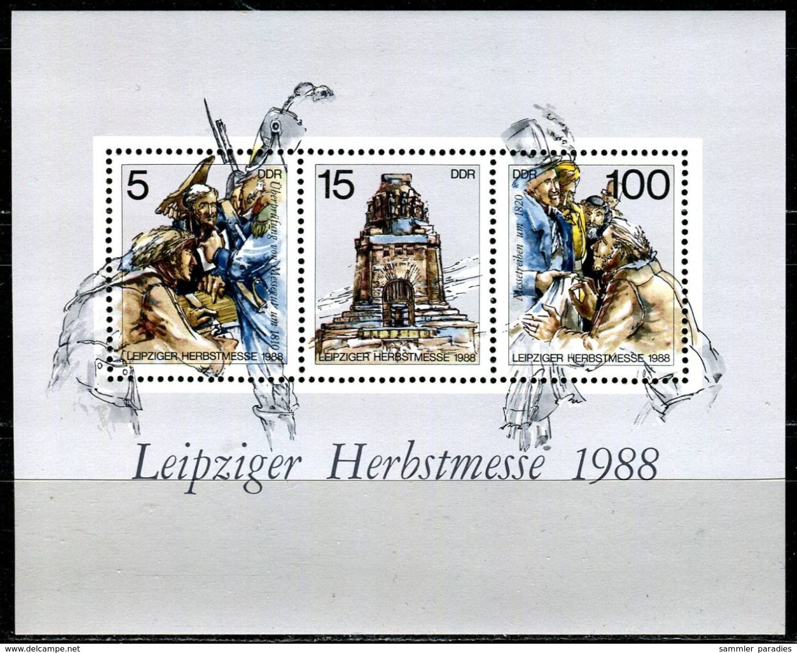 DDR - Mi Block 95 = 3193 / 3195 - ** Postfrisch - 5-15-100Pf  Leipziger Herbstmesse 88 - Andere & Zonder Classificatie