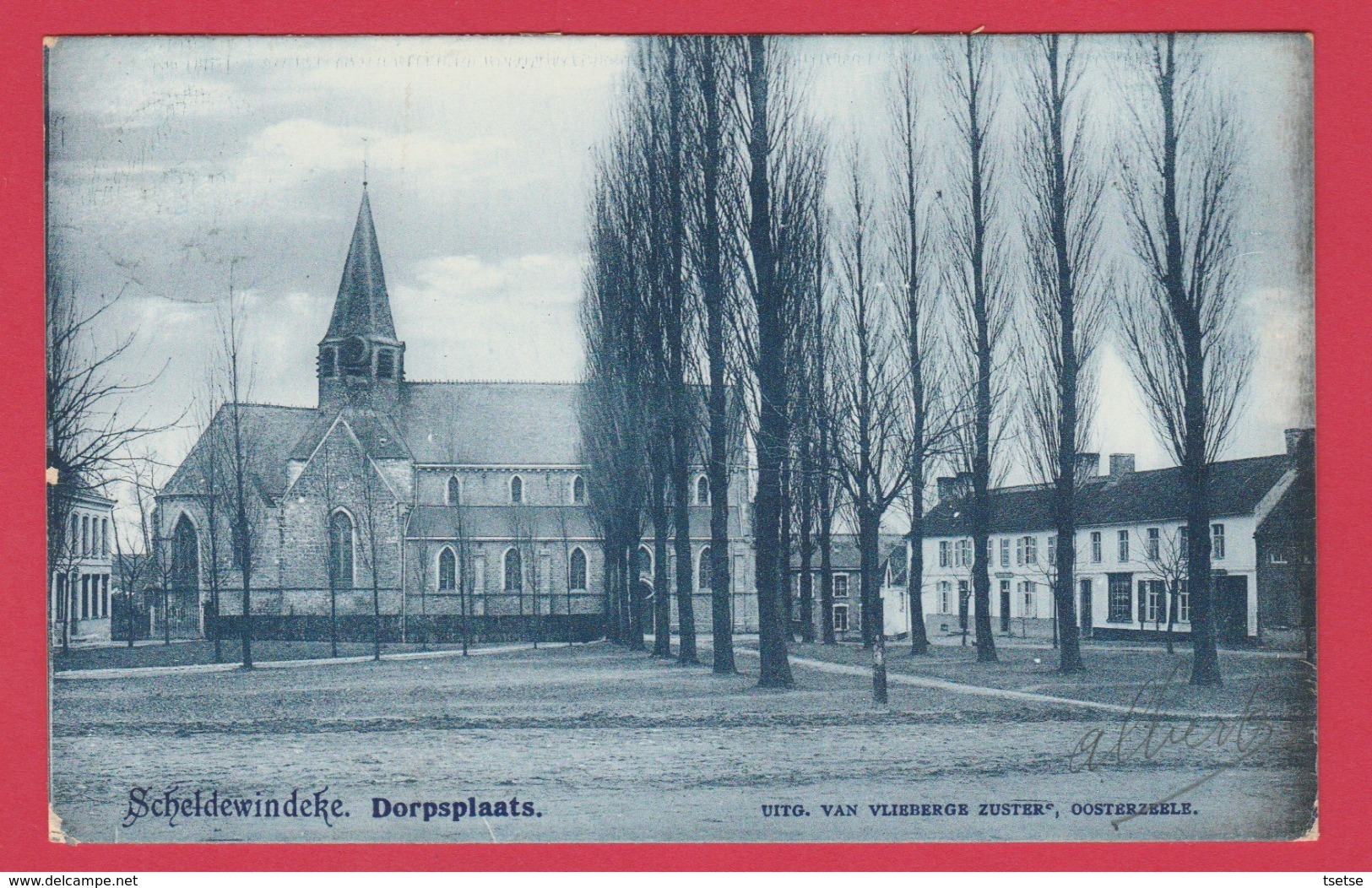 Scheldewindeke - Dorpsplaats - 1906 ( Verso Zien ) - Oosterzele