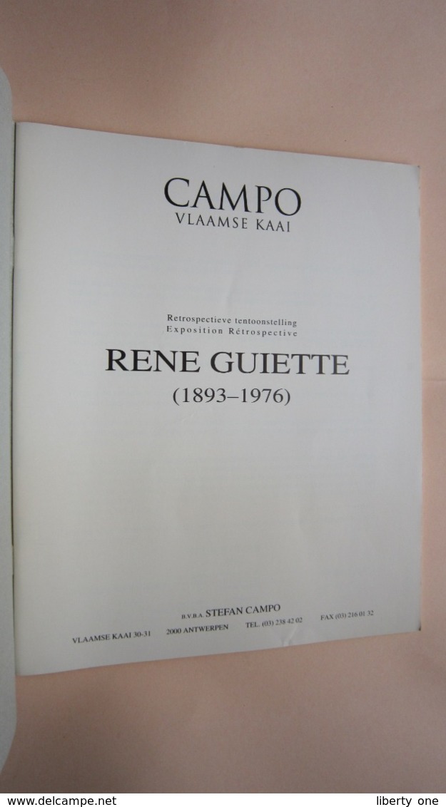 RENE GUIETTE ( 1893 - 1976 ) Cataloge De CAMPO Vlaamse Kaai ANTWERPEN Exposition Rétrospective ( Catalogue ) ! - Altri & Non Classificati