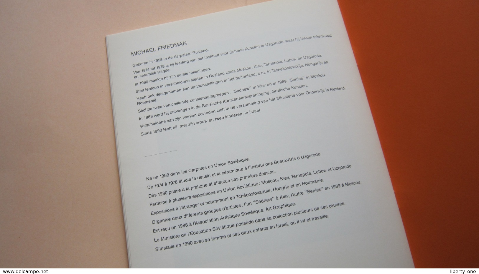 MICHAEL FRIEDMAN () Cataloge De CAMPO Vlaamse Kaai ANTWERPEN Exposition Rétrospective ( Catalogue 1993 ) ! - Altri & Non Classificati