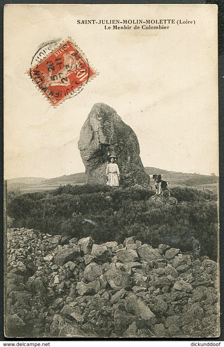 CP 42 Saint Julien-Moulin-Molette - Le Menhir De Colombier 1913 - Other & Unclassified