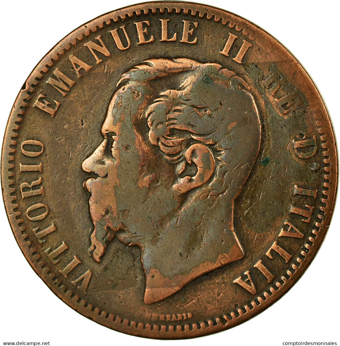 Monnaie, Italie, Vittorio Emanuele II, 10 Centesimi, 1866, Strasbourg, B - 1861-1878 : Víctor Emmanuel II