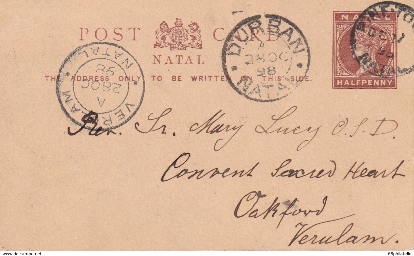 NATAL 1898    ENTIER POSTAL/GANZSACHE/POSTAL STATIONERY  CARTE DE PINETOWN - Natal (1857-1909)