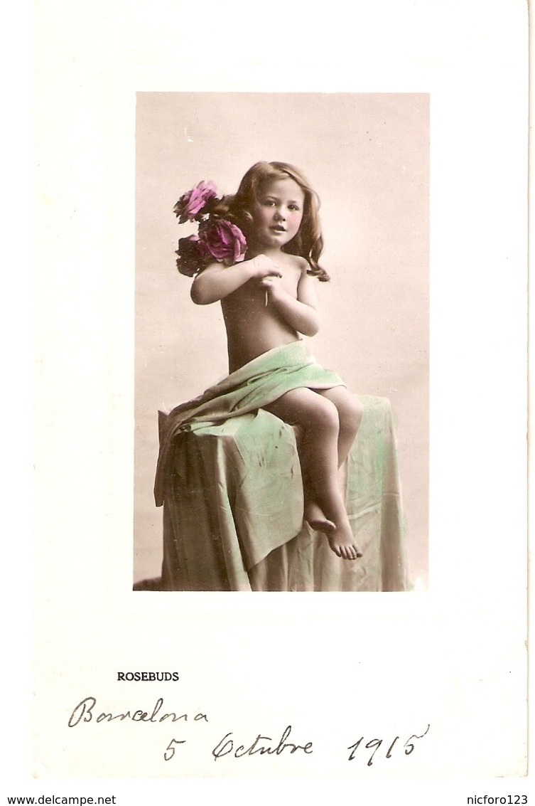 "Little Girl With Flowers. Rosebuds  Tuck Golden Childhood Ser. PC # 5228 - Tuck, Raphael