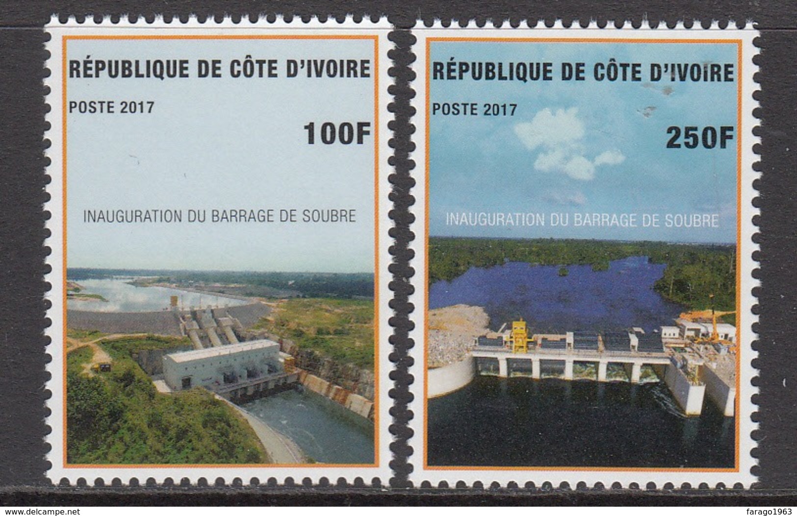 2017 Cote D'Ivoire Ivory Coast New Dam Hydro Complete Set Of 2  MNH - Ivoorkust (1960-...)