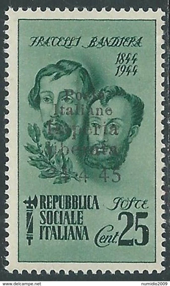 1945 EMISSIONI CLN IMPERIA FRATELLI BANDIERA 25 CENT MNH ** - UR46-7 - National Liberation Committee (CLN)