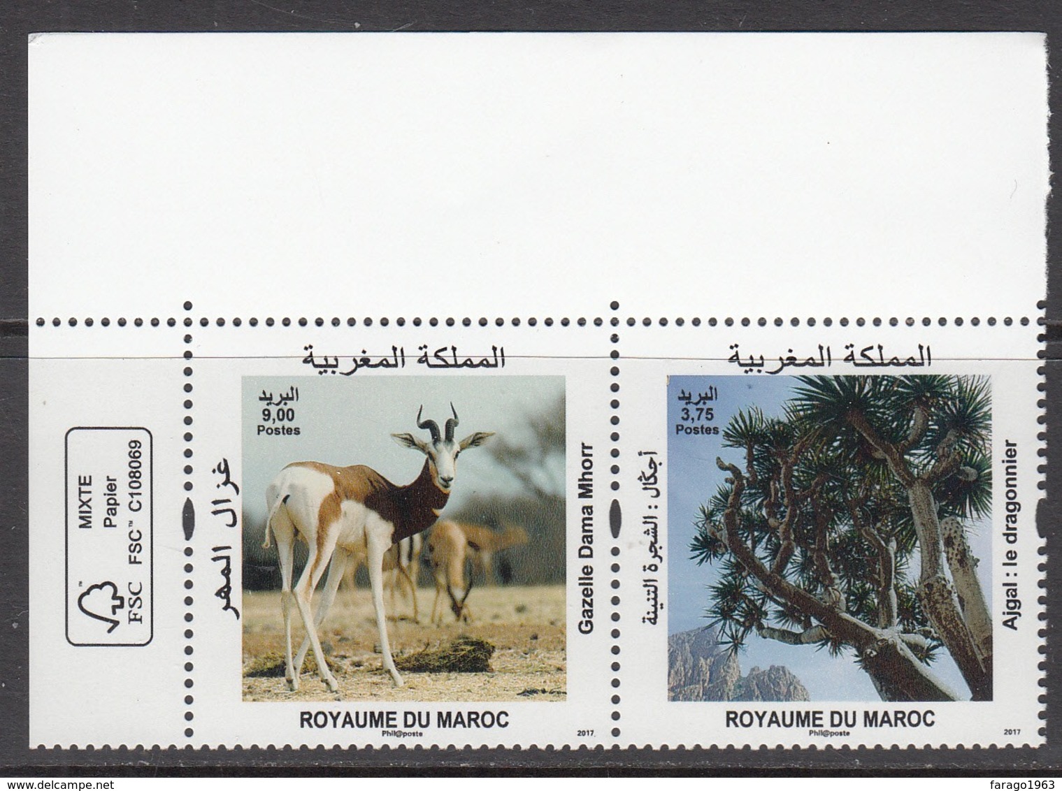 2017 Morocco Maroc Flora Fauna Gazelle Tree Arbre Complete Pair MNH - Morocco (1956-...)