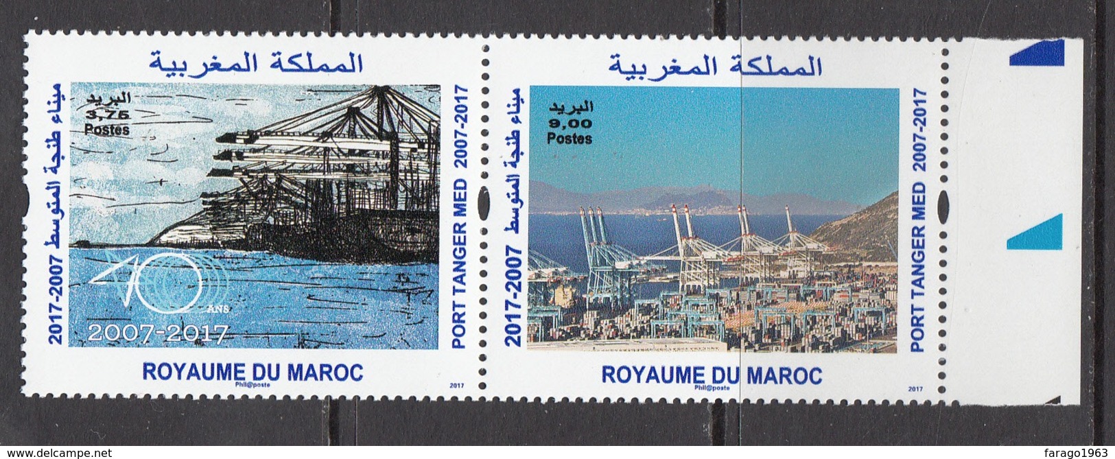 2017 Morocco Maroc Port Tanger Tangiers Med Complete Pair MNH - Morocco (1956-...)