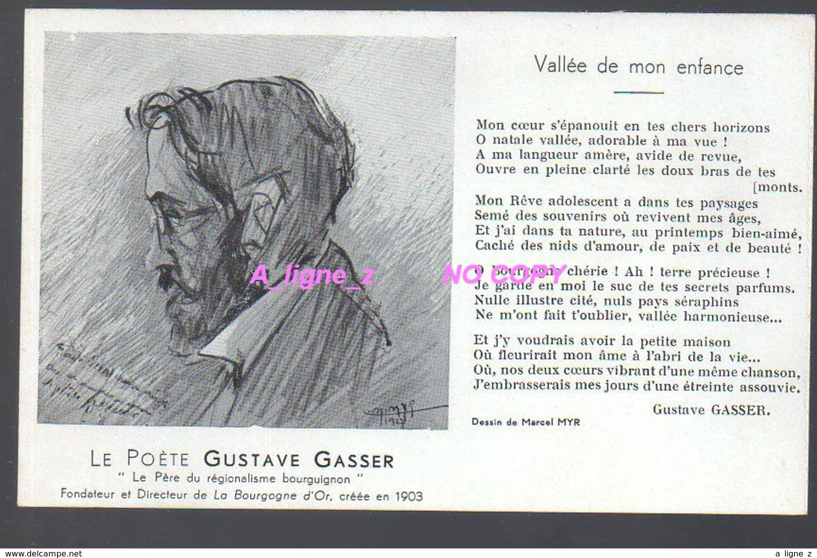 REF 419 : CPA Gustave Gasser Le Poète Marcel Myr - Autres & Non Classés