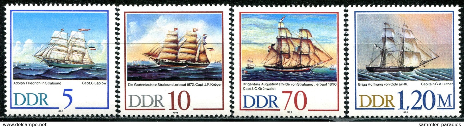 DDR - Mi 3198 / 3201 - ** Postfrisch (F) - 5-10-70-120Pf  Segelschiffe - Ungebraucht