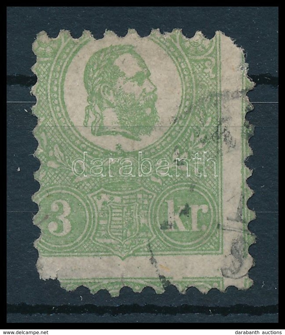 O 1871 Kőnyomat 3kr 2 Oldalon Erősen Képbe Fogazott Bélyeg (140.000) ( Sarokhiányok / Corner Faults) - Other & Unclassified