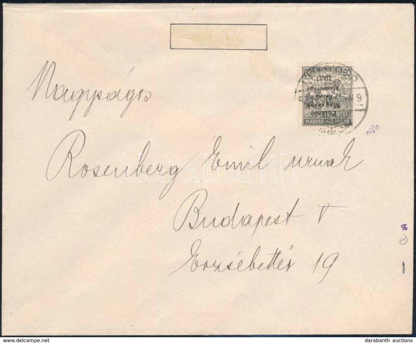 Nyugat Magyarország V. 1921 60f Fordított Felülnyomással Levélen. Signed: Bodor - Sonstige & Ohne Zuordnung