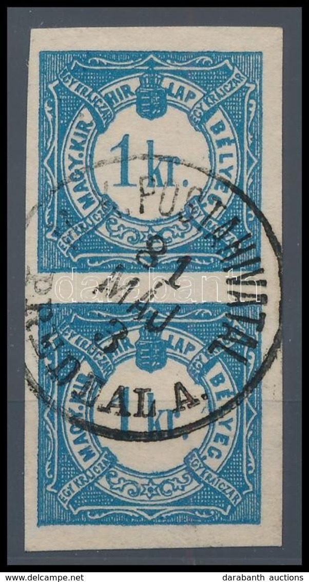 O 1868 Hírlapilleték 1kr Függőleges Pár Luxus Minőségben, Nagyon Ritka 'M.K. POSTAHIVATAL / PREDEAL A.' 1881 Máj. 3. Val - Other & Unclassified