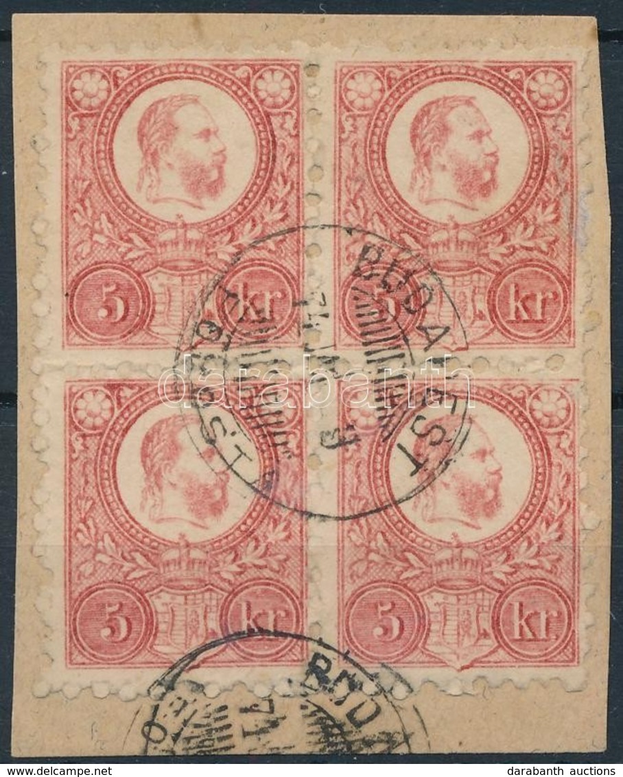 1871 Réznyomat 5kr Négyestömb 'BUDAPEST FŐPOSTA' - Andere & Zonder Classificatie