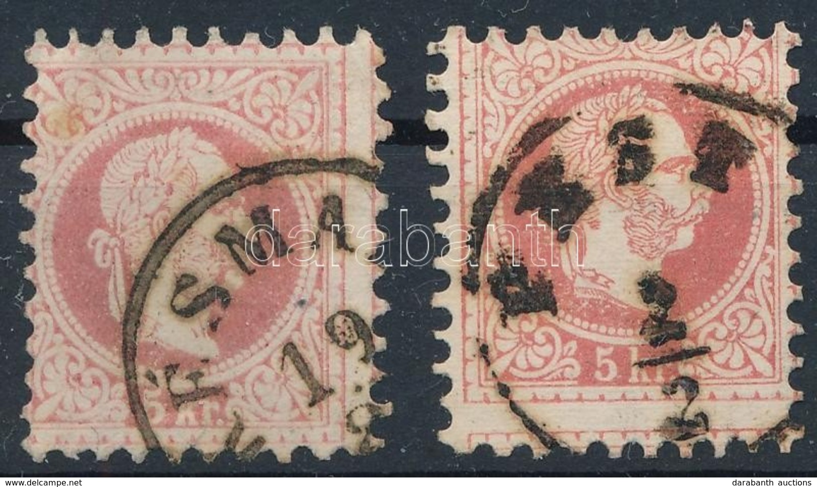 O 1867 2 Db Képbe Fogazott 5kr - Andere & Zonder Classificatie