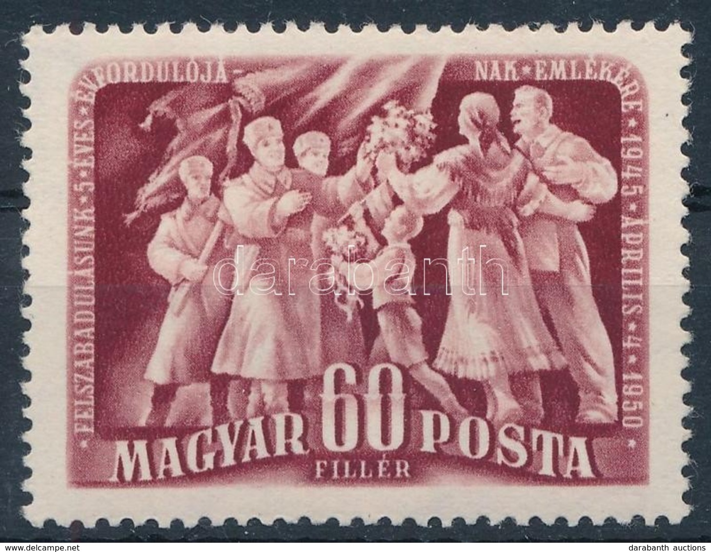 ** 1950 Felszabadulás 60f Szép Makkos Vízjellel. Postatisztán Nagyon Ritka! - Autres & Non Classés