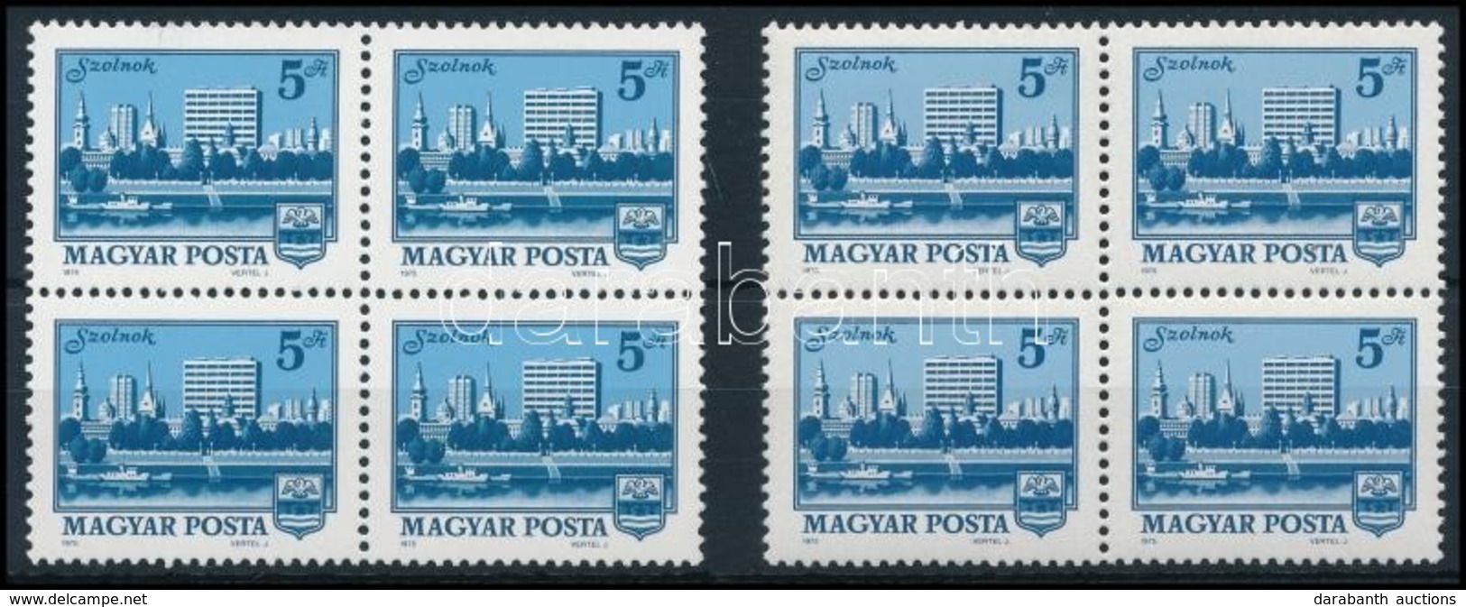 ** 1975 Tájak Városok Szolnok 3023 I. Négyestömb + 3023 IIb Matt Gumizású Négyestömb (16.600) - Other & Unclassified